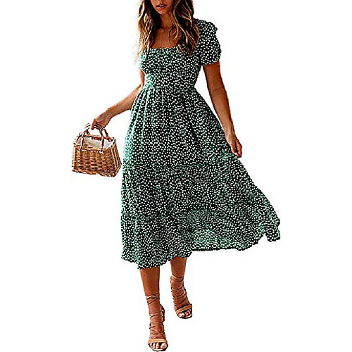 

Women's A Line Dress Knee Length Dress Black Red Green Short Sleeve Print Ruched Print Spring Summer Casual 2021 S M L XL