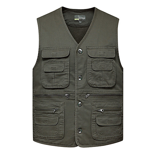 

Men's Fishing Vest Outdoor Multi-Pockets Quick Dry Lightweight Breathable Vest / Gilet Spring, Fall, Winter, Summer Fishing Photography Camping & Hiking Army Green Khaki / Cotton / Sleeveless