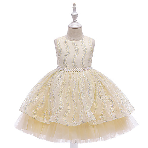 

Princess / Ball Gown Knee Length Wedding / Party Flower Girl Dresses - Satin / Tulle Sleeveless Jewel Neck with Bow(s) / Beading / Embroidery