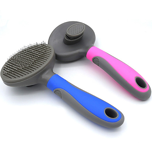 

Dog Cat Grooming Cleaning Pet Grooming Brush Plastic Stainless steel Brush Dog Clean Supply Pet Hair Remover Easy to Clean Mats & Tangles Removing Self Cleaning Pet Grooming Supplies Blue Pink