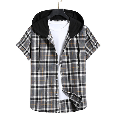 

Men's Sweatshirt Shirt non-printing Color Block Plain Patchwork Short Sleeve Casual Tops Dark Gray