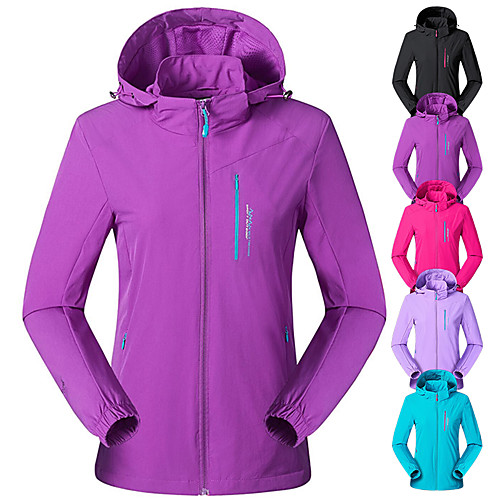 

Women's Hiking Softshell Jacket Hiking Jacket Hiking Windbreaker Outdoor Waterproof Lightweight Windproof Breathable Outerwear Jacket Top Hunting Fishing Climbing Violet Black Light Purple Rose Red