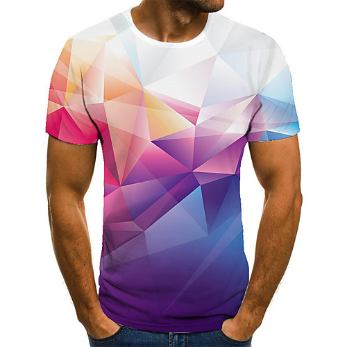 

Men's T shirt 3D Print Geometric 3D Print Print Short Sleeve Casual Tops Casual Fashion Blushing Pink