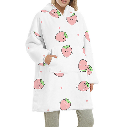 

Women's Home Polyester Hooded Suits Long Sleeve Print Fall & Winter Cartoon One-Size White