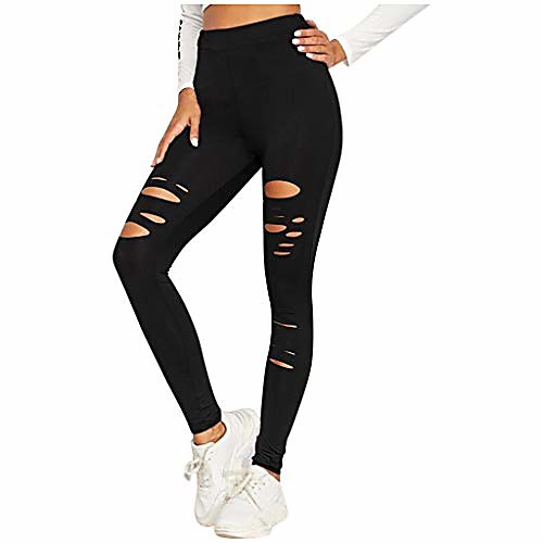 

High Waisted Performance Sports Leggings for Women Gym Butt Lift Tummy Control Hollow Yoga Pants Black