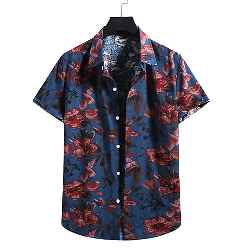 

Men's Shirt 3D Print Graphic Prints Print Short Sleeve Vacation Tops Navy Blue