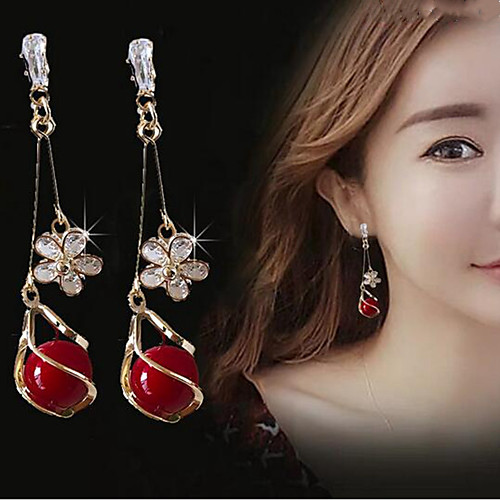 

Women's Cubic Zirconia Drop Earrings Tassel Fringe Stylish Imitation Diamond Earrings Jewelry Red For Date Festival 1 Pair