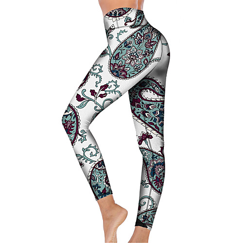 

21Grams Women's High Waist Yoga Pants Cropped Leggings Tummy Control Butt Lift Breathable White Fitness Gym Workout Running Winter Sports Activewear High Elasticity