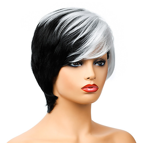 

Synthetic Wig Natural Straight Short Bob Wig Short Black / White Synthetic Hair Women's Party Fashion Comfy Black White