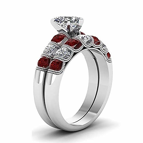 

valentine's day wedding ring couple ring titanium steel wood grain heart shaped ring alloy jewelry best gifts for lovers