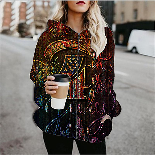

Women's Color Block Print Active Spring & Fall Hoodied Jacket Regular Daily Long Sleeve Air Layer Fabric Coat Tops Green