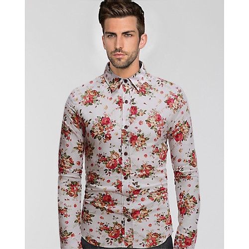

Men's Shirt Graphic Print Long Sleeve Daily Tops Hawaiian Rainbow
