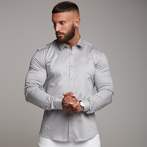 

Men's Hiking Shirt / Button Down Shirts Long Sleeve Sweatshirt Top Outdoor Lightweight Breathable Quick Dry Sweat wicking Spring Summer Light Blue Light Gray Wine Fishing Climbing Camping / Hiking