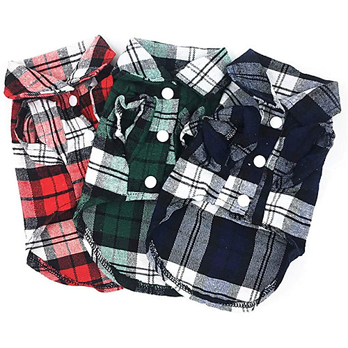 

Dog Shirt / T-Shirt Puppy Clothes Plaid / Check Fashion Casual / Daily Dog Clothes Puppy Clothes Dog Outfits Red Blue Green Costume for Girl and Boy Dog Terylene S M L XL