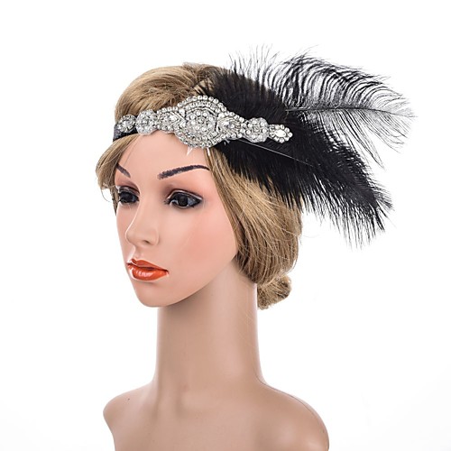 

1920s Retro Fabric Fascinators with Feather / Sequin 1 Piece Special Occasion / Party / Evening Headpiece