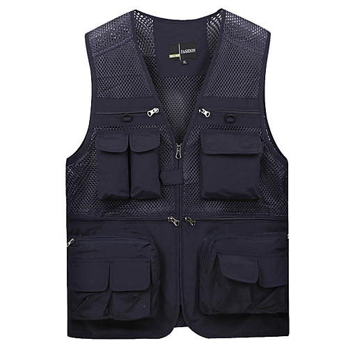 

Men's Hiking Vest / Gilet Fishing Vest Military Tactical Vest Sleeveless V Neck Vest / Gilet Jacket Top Outdoor Lightweight Breathable Quick Dry Sweat wicking Autumn / Fall Spring Polyester Solid