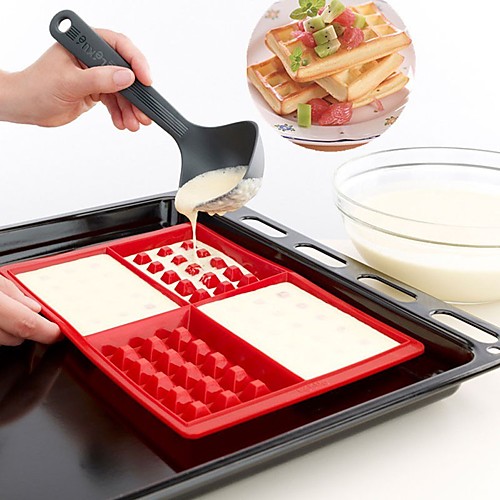 

Waffle Makers Cooking Baking at Home for Kids Silicone Cake Mould Waffle Mould Silicone Bakeware Set Nonstick Silicone Baking Mold Set