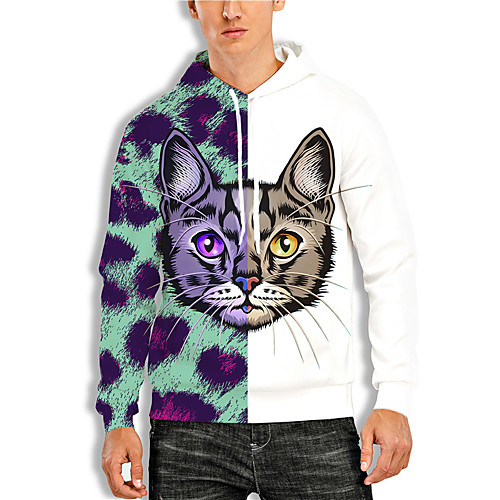 

Men's Pullover Hoodie Sweatshirt Leopard Graphic Prints Print Daily Sports 3D Print 3D Print Casual Hoodies Sweatshirts White