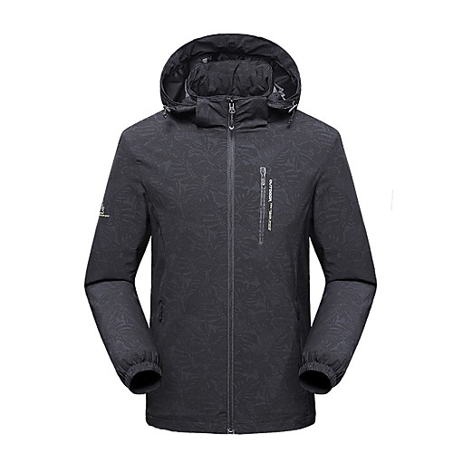 

Men's Hiking Jacket Outdoor Floral Botanical Waterproof Windproof Breathable Anti-tear Top Full Length Visible Zipper Fishing Climbing Camping / Hiking / Caving Dark Grey Black Dark Green Dark Blue