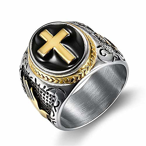 

Vintage Men's Cross Ring Stainless Steel 316L Hand of God Ring Titanium Religious Jewelry Size 7-15