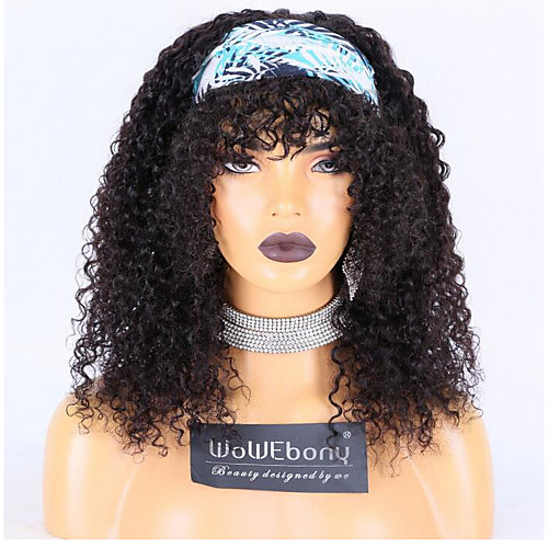 

WoWEbony Brazilian Remy Hair Curly Headband Wigs With Free Bangs and Free Head Band