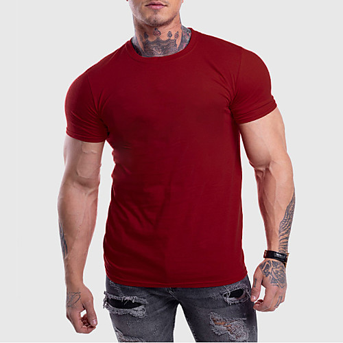 

Men's Short Sleeve Workout Tops Running Shirt Tee Tshirt Top Athletic Casual Summer Cotton Moisture Wicking Quick Dry Breathable Fitness Gym Workout Running Jogging Exercise Sportswear Solid Colored