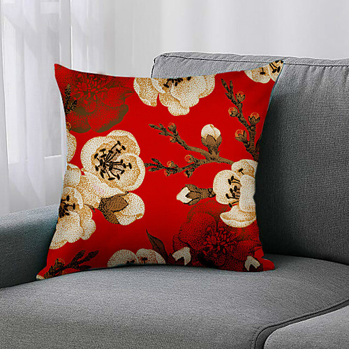 

Double Side 1 Pc Floral Cushion Cover Print 45x45cm Linen for Sofa Bedroom