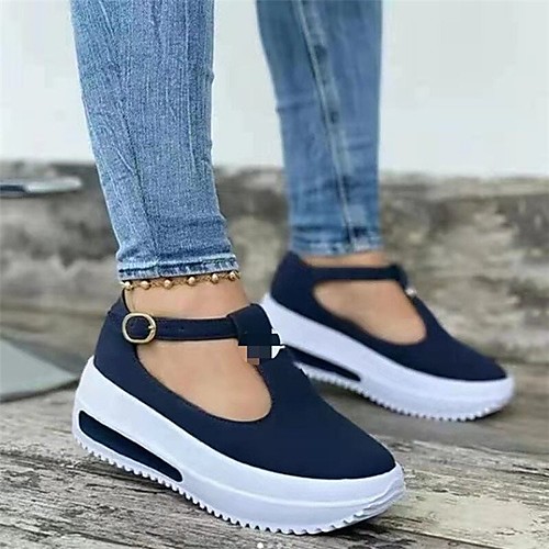 

Women's Sandals Wedge Heel Round Toe Synthetics Black Red Blue