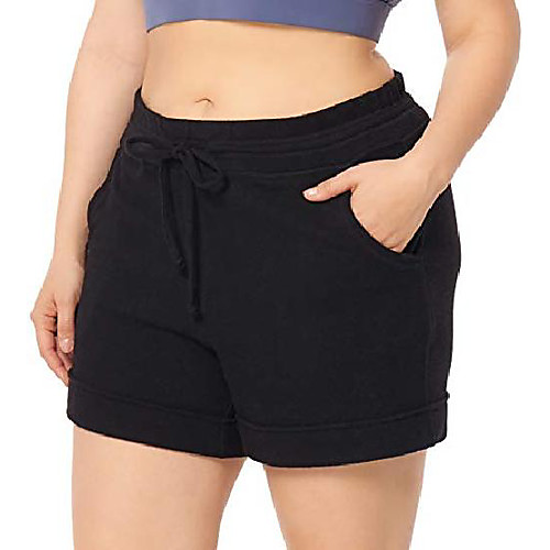

zerdocean women's plus size 5 casual lounge yoga sports shorts pajama walking athletic shorts activewear with pockets black 2x