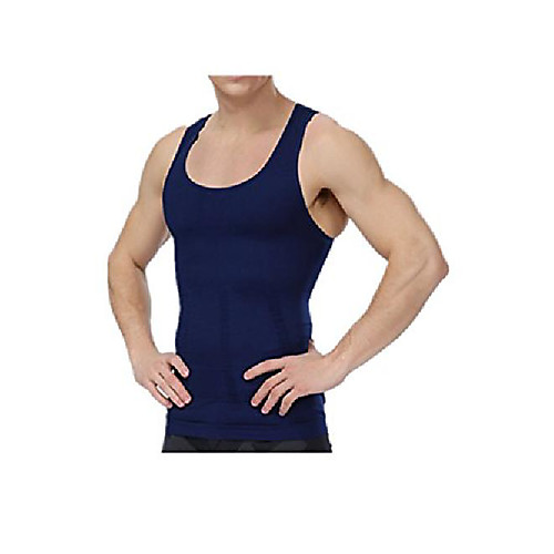 

Men's Compression Tank Top Seamless Stomach Shaper Slimming Vest Shirts, Navy Blue, XL(US Size Large)