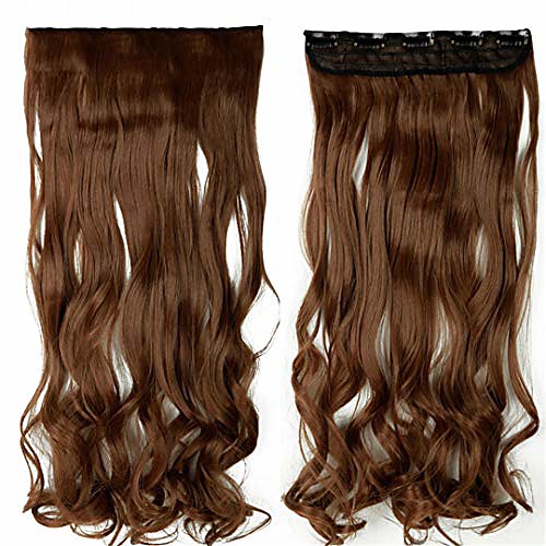 

18-28 curly 3/4 full head clip in hair extensions synthetic hair extension #6 24inches