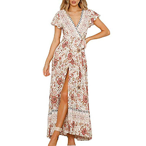 

Women's A Line Dress Maxi long Dress Wine Red Big red Color blue Blue Red Green Sky Blue Royal Blue Beige Dark Blue Short Sleeve Flower / Floral Spring Casual 2021 S M L XL