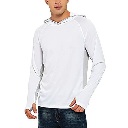 

Men's T shirt Hiking Tee shirt Long Sleeve Hoodie Top Outdoor Lightweight Breathable Quick Dry Sweat wicking Spring Summer ArmyGreen White Black Fishing Climbing Camping / Hiking / Caving