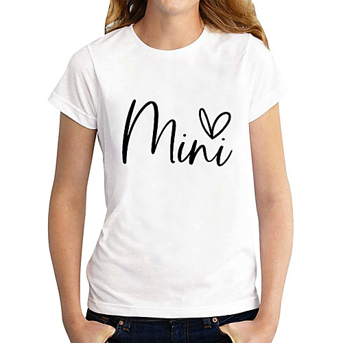 

Women's T shirt Letter Print Round Neck Tops 100% Cotton Basic Basic Top White Black