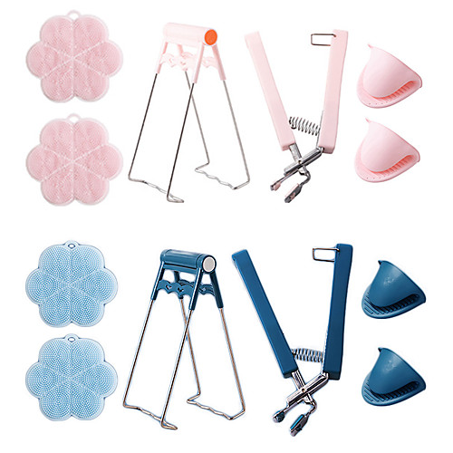 

6Pcs Heat Insulation Kit Kitchen Utensil Anti-scalding Anti-Hot Clip Set for Bowl Plate Pot Clip Silicone Insulation Mat Gloves Steamer Plate Gripper