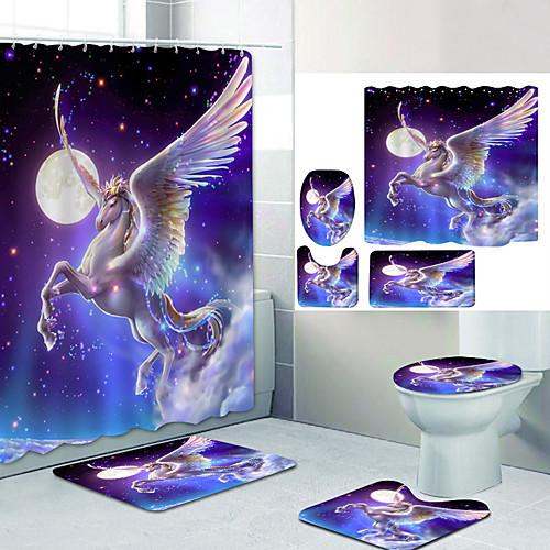 

Bathroom Shower Curtain & Mat Set Modern Polyester New Design