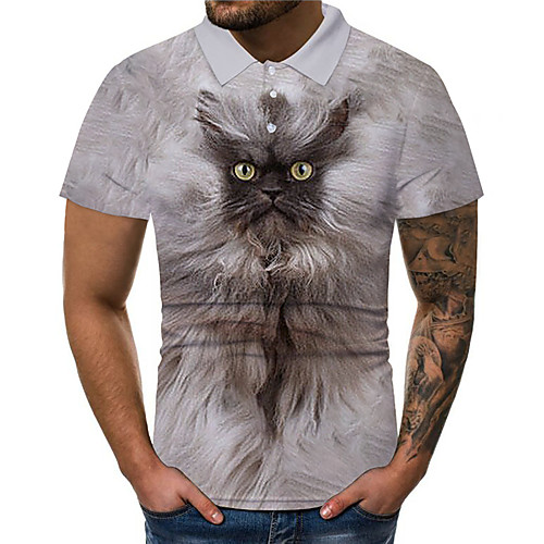 

Men's Polo 3D Print Graphic 3D Animal 3D Print Short Sleeve Daily Tops Fashion Classic Light gray