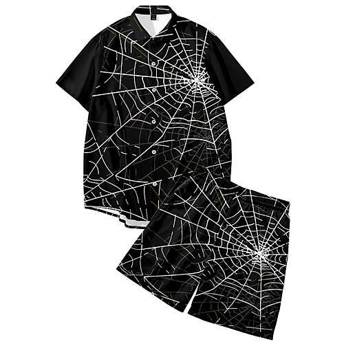 

Men's Shirt Suits 3D Print Spider Animal Button-Down 3D Print Short Sleeve Daily Tops Casual Fashion Breathable Black