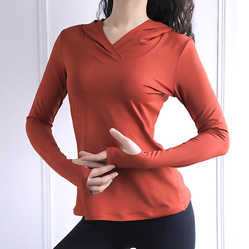 

Women's Yoga Top Solid Color Black Red Blue Yoga Fitness Gym Workout Hoodie Top Long Sleeve Sport Activewear Breathable Quick Dry Comfortable Stretchy