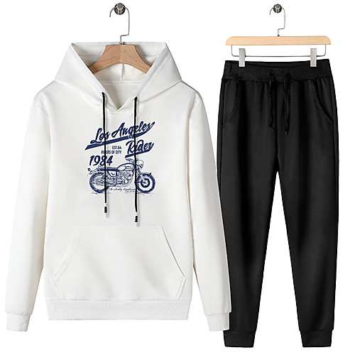 

Men's Sweatsuit 2 Piece Set Elastic Waistband Hoodie Sport Athleisure Clothing Suit Long Sleeve Breathable Soft Comfortable Exercise & Fitness Everyday Use Outdoor Fitness Exercising / 2pcs / pack