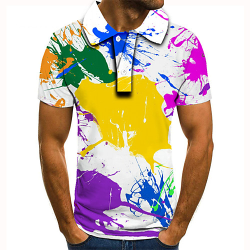 

Men's Polo 3D Print Graffiti 3D Print Print Short Sleeve Casual Tops Casual Fashion White