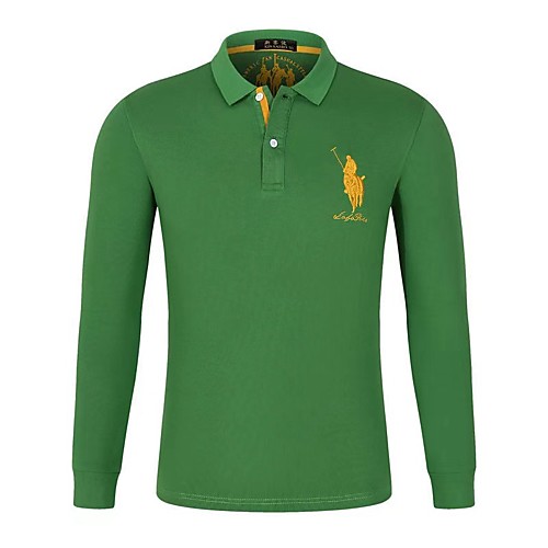 

Men's Polo Other Prints Plain Embroidered Short Sleeve Casual Tops Cotton Basic Casual Black Red Yellow