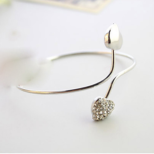 

Women's Cuff Bracelet 3D Fashion Heart Fashion Rhinestone Bracelet Jewelry Silver For Christmas Party Evening Gift Date Festival