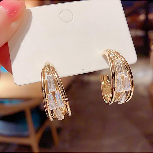 

Women's Cubic Zirconia Stud Earrings Stylish Simple Earrings Jewelry Gold For Date Festival