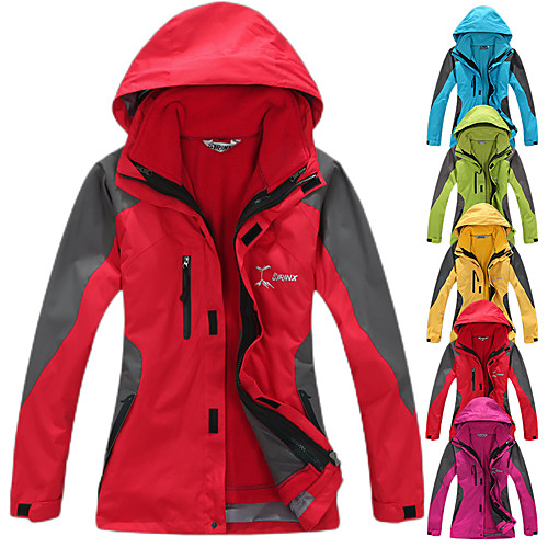 

Women's Hoodie Jacket Hiking Jacket Winter Outdoor Patchwork Waterproof Windproof Warm Comfortable Top Camping / Hiking / Caving Traveling Winter Sports Yellow Red Fuchsia Blue Green