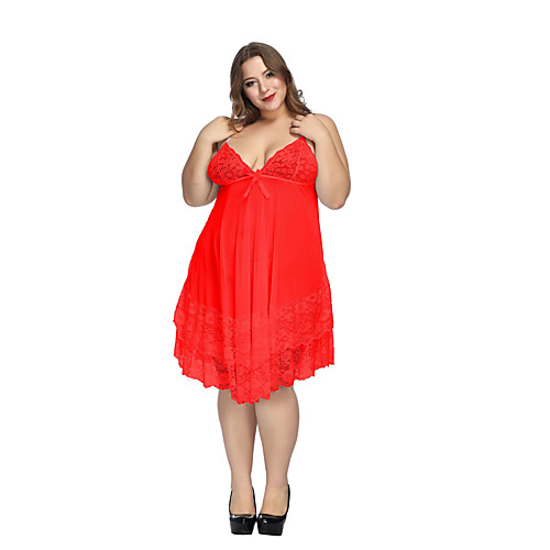 

Women's Mesh Lace Babydoll & Slips Suits Nightwear Jacquard Solid Colored White / Black / Red S XL XXL / Strap
