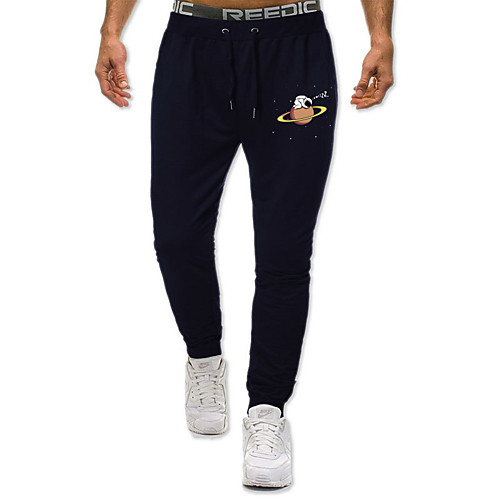 

Men's Casual / Sporty Sweatpants Outdoor Sports Daily Sports Pants Pants Graphic Full Length Drawstring Pocket Print Black Light gray Dark Gray Navy Blue