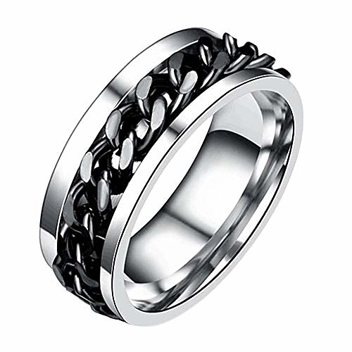 

Mens Spinner Rings, Fidget Ring, Stainless Steel Band, Titanium Steel Chain Rotation Ring(Black,11.5)