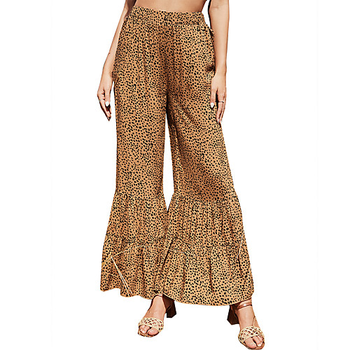 

Women's Stylish Vintage Daily Going out Pants Pants Pattern Leopard Full Length Elastic Waist Print Brown