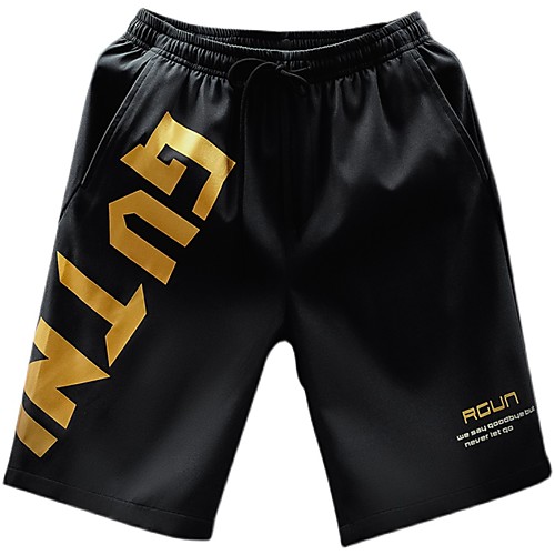

Men's Simple Casual / Sporty Outdoor Sports Casual Sports Chinos Shorts Pants Letter Short Print Black Dark Gray Beige